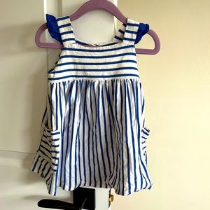 Baby Gap White and Blue Stripe Cotton Dress